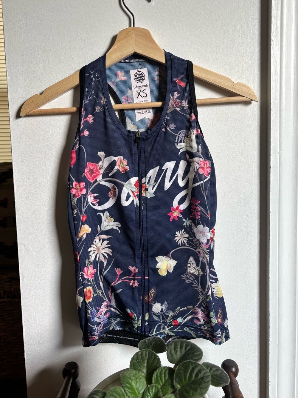 RARE Ostroy Sorry Not Sorry Racerback Cycling Jersey Tank Top